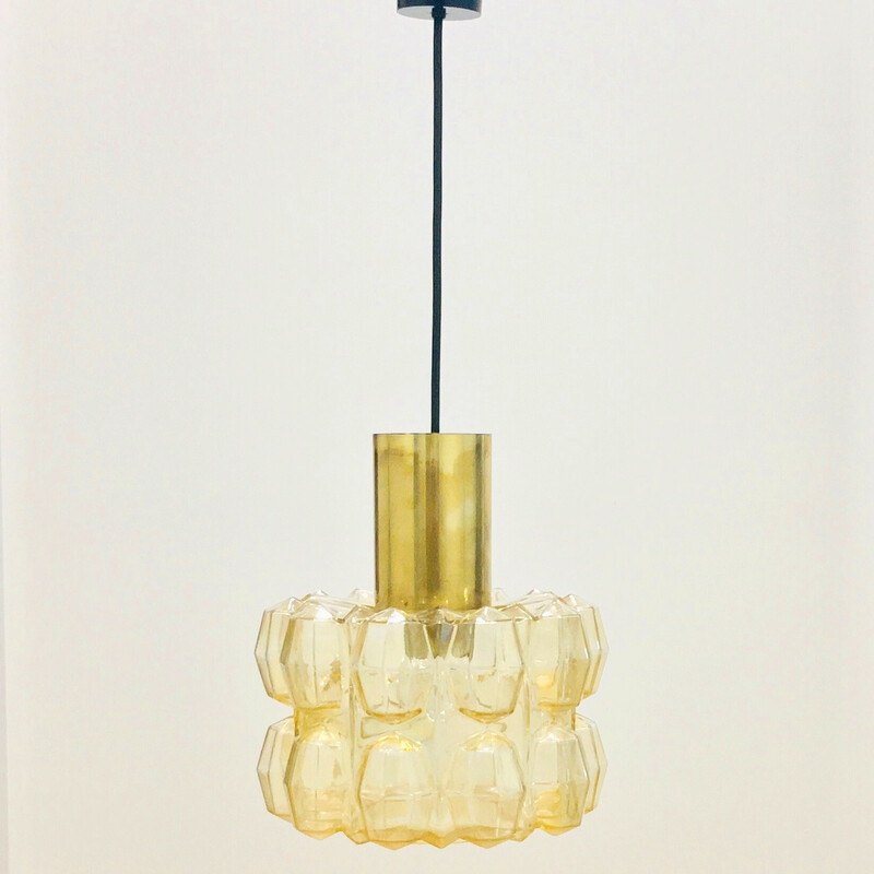 Mid-century amber bubble glass pendant lamp by Helena Tynell for Limburg, Germany 1960s