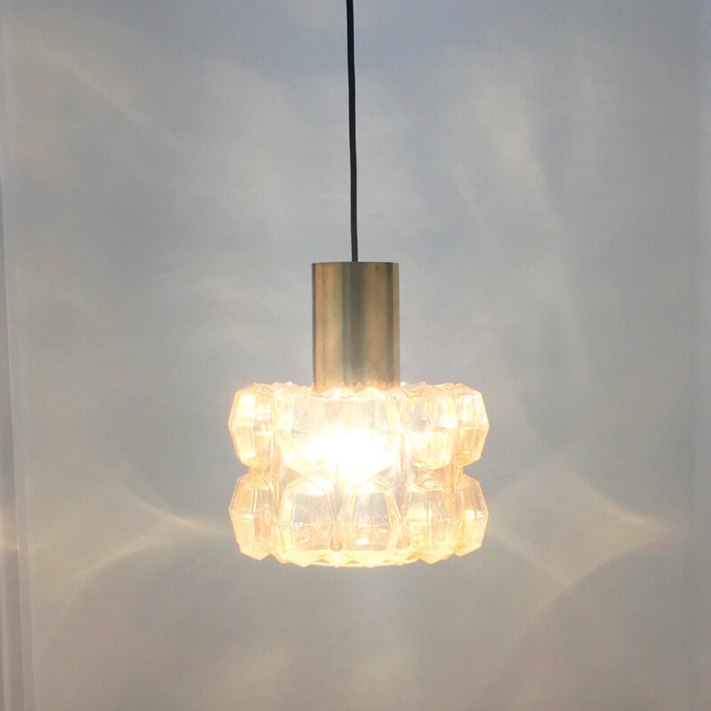 Mid-century amber bubble glass pendant lamp by Helena Tynell for Limburg, Germany 1960s