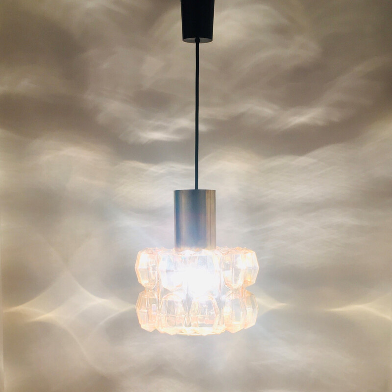 Mid-century amber bubble glass pendant lamp by Helena Tynell for Limburg, Germany 1960s