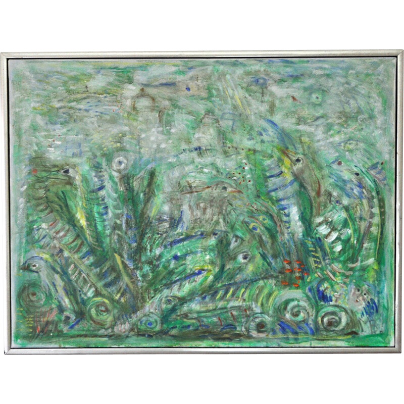 Vintage abstract painting "Movement. Green Growth"