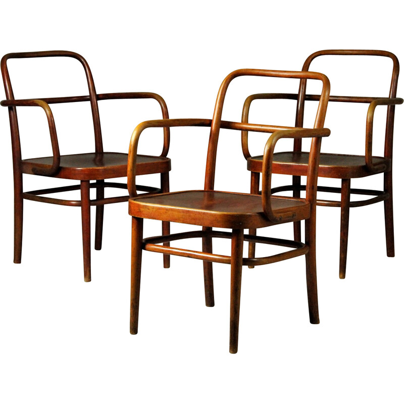 Set of 3 vintage armchairs by Gustav Adolf Schneck for Thonet, 1930s