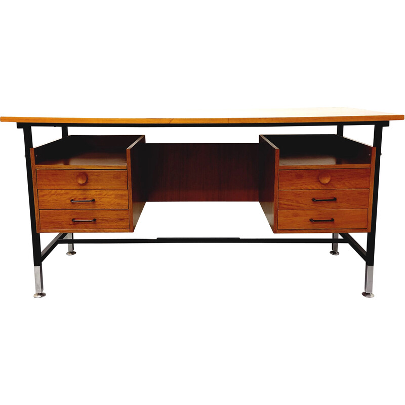 Vintage modernist executive desk in rosewood and metal, 1960