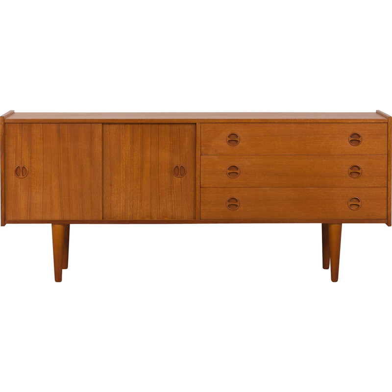Vintage Scandinavian sideboard with 3 drawers and sliding doors, 1960s