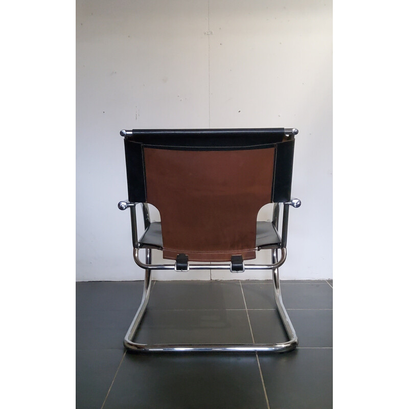 Vintage leather and chrome armchair by Arrben, Italy 1970