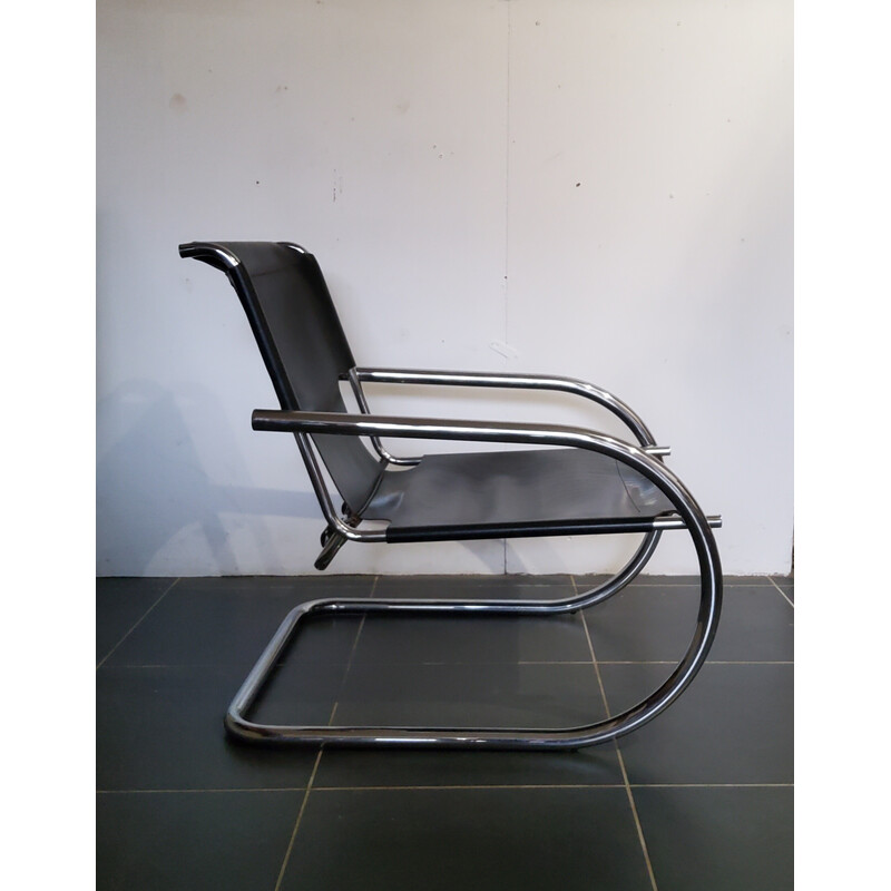 Vintage leather and chrome armchair by Arrben, Italy 1970
