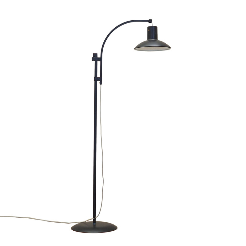 Vintage black metal floor lamp, Denmark 1970s