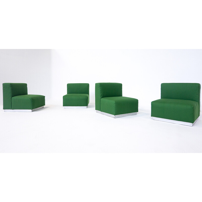 Sillón italiano verde de mediados de siglo, años 60