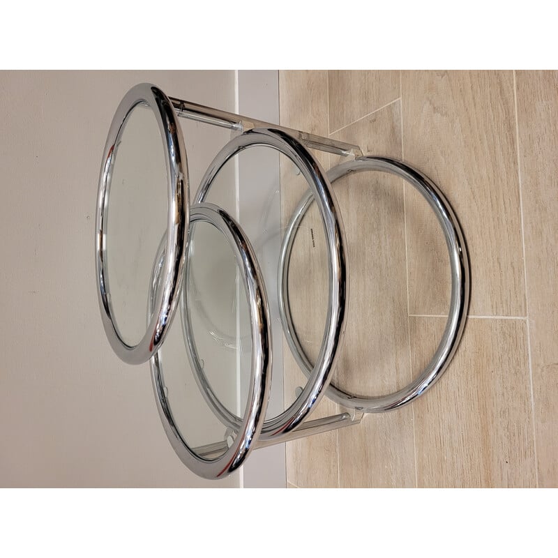 Vintage chrome plated tubular metal coffee table by Milo Baughman