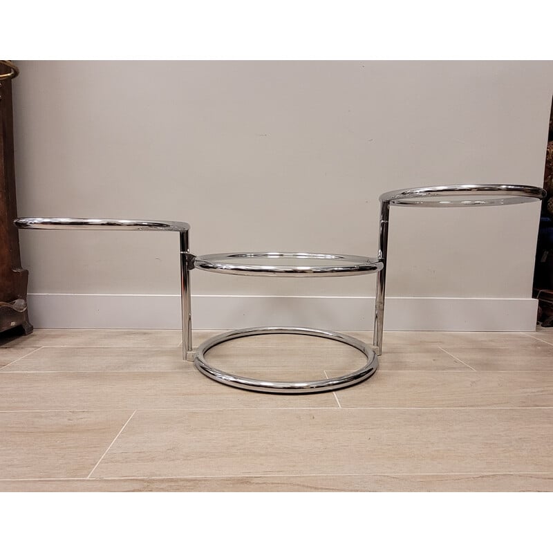 Table basse vintage en métal chromé tubulaire de Milo Baughman