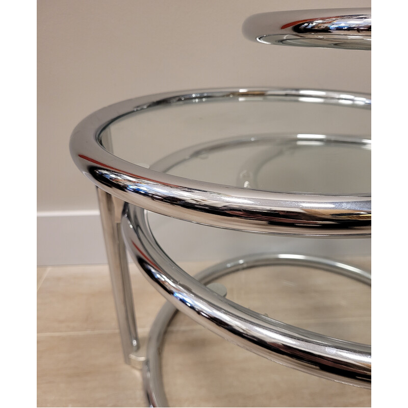 Vintage chrome plated tubular metal coffee table by Milo Baughman