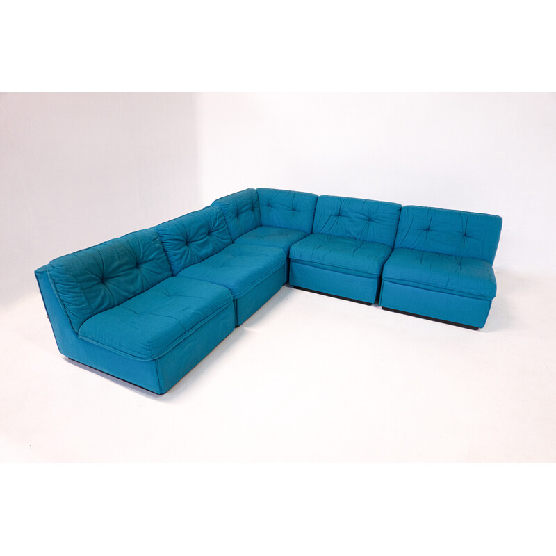 Mid-century blue modular sofa, Italy 1960s