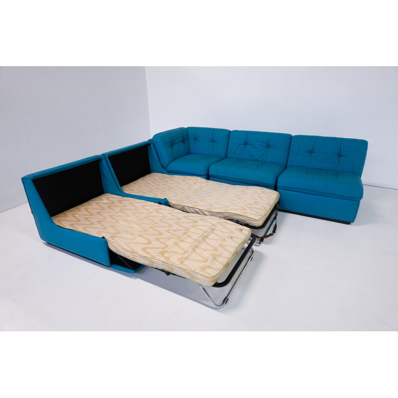 Mid-century blue modular sofa, Italy 1960s