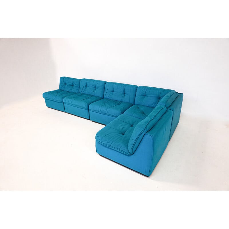 Canapé modulaire vintage bleu, Italie 1960