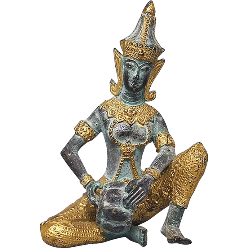 Statua decorativa orientale d'epoca, divinità tailandese, anni '40