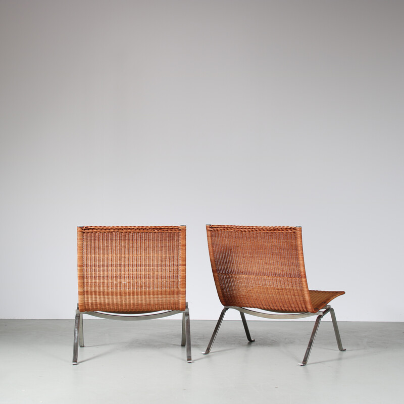 Paar vintage Pk22 fauteuils van Poul Kjaerholm voor Kold Christensen, Denemarken 1950