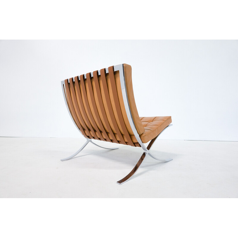 Pareja de sillones Barcelona vintage de cuero coñac de Mies Van Der Rohe para Knoll, años 90