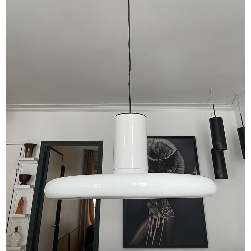 Vintage white Lita pendant lamp, France 1970