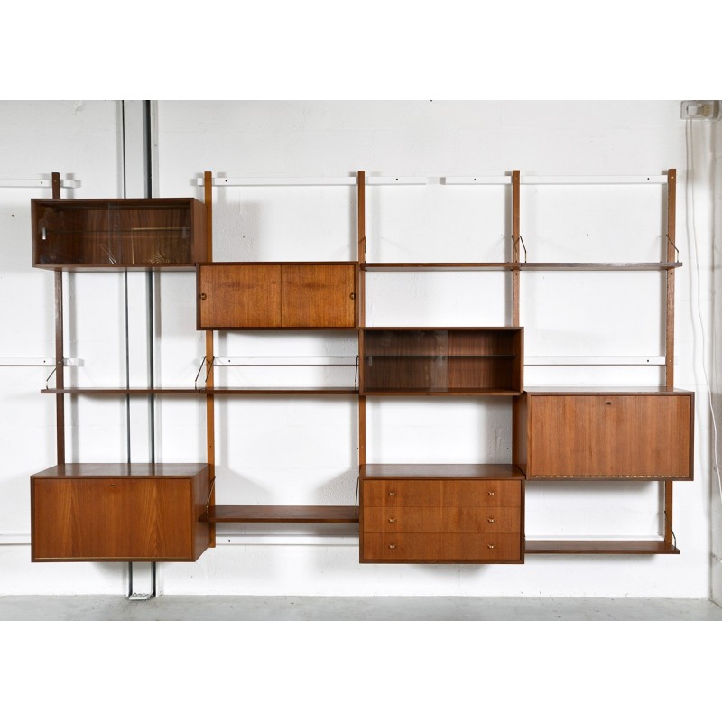 Scaffale modulare danese Royal System a 4 ripiani in teak vintage di Poul Cadovius, anni '50