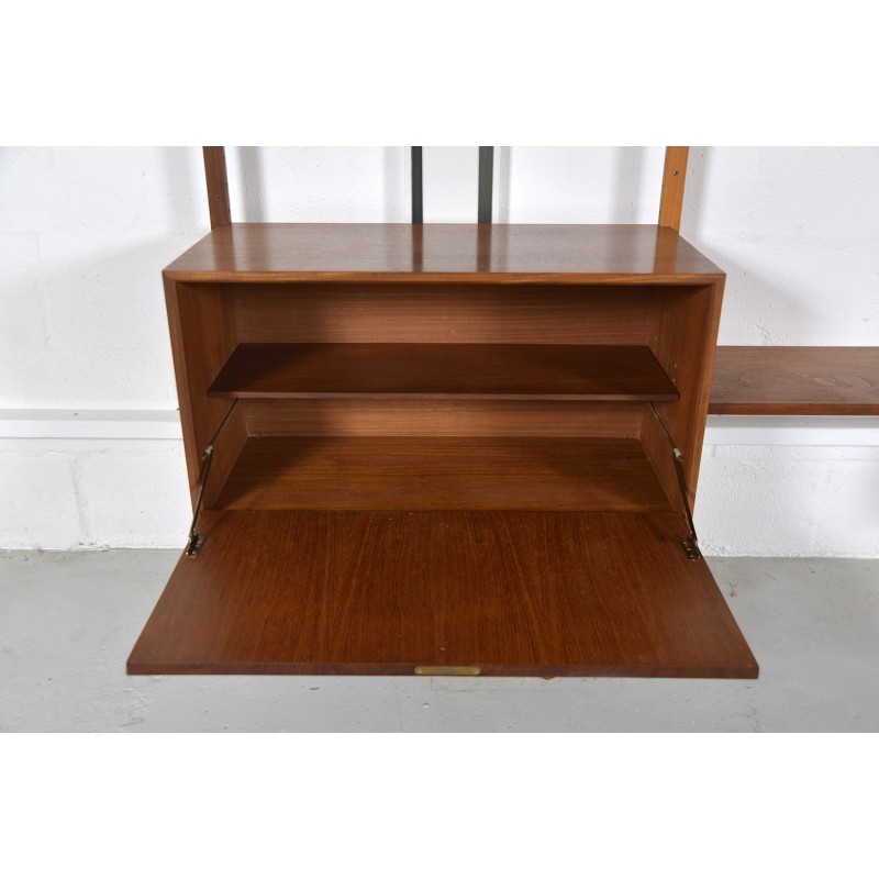 Vintage teak 4-bay modular Danish Royal System shelving bar by Poul Cadovius, 1950s