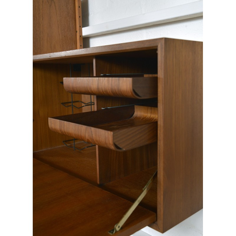 Vintage teak 4-bay modular Danish Royal System shelving bar by Poul Cadovius, 1950s