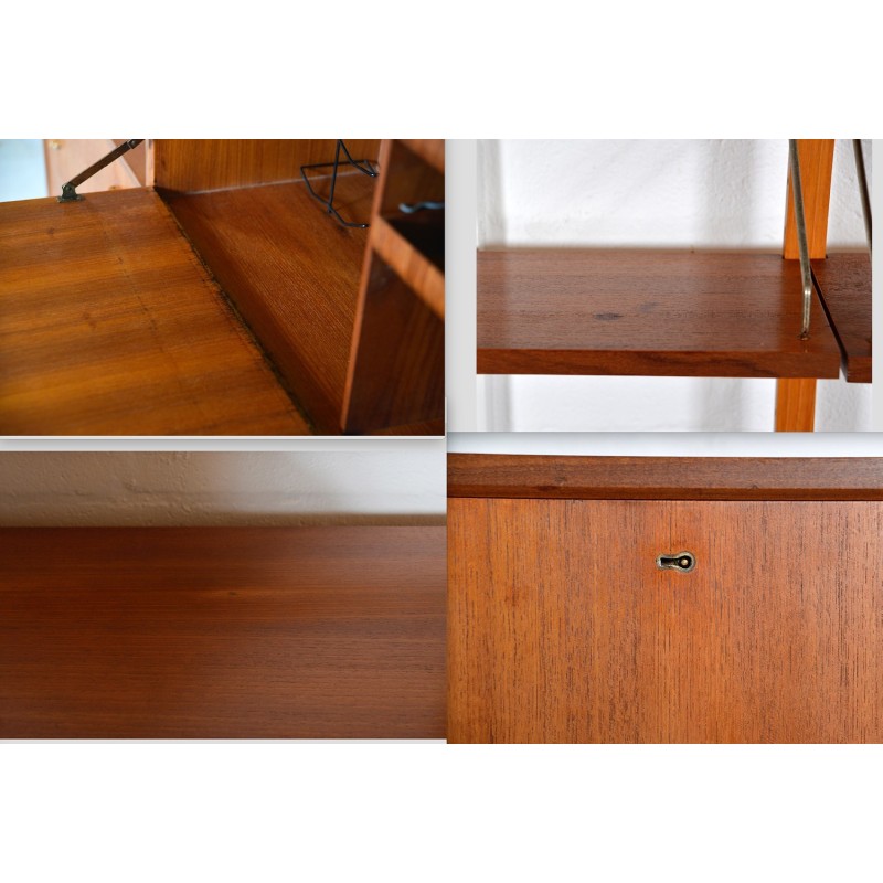 Vintage teak 4-bay modular Danish Royal System shelving bar by Poul Cadovius, 1950s