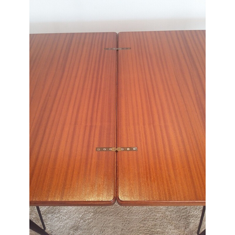 Dining table in mahogany and metal for 1 to 8 people - 1950s