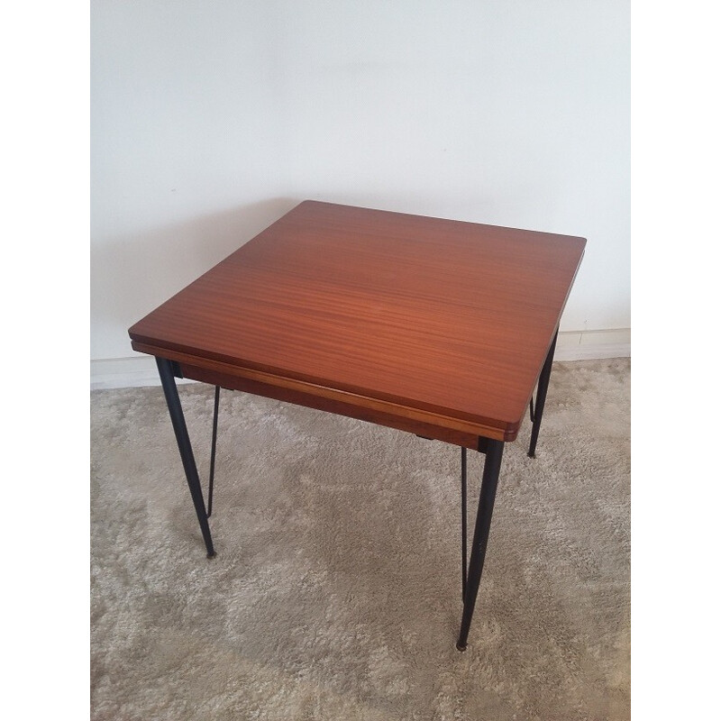 Dining table in mahogany and metal for 1 to 8 people - 1950s