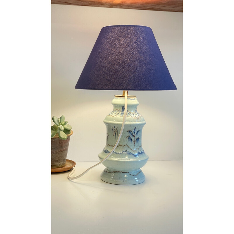 Vintage blauwe keramische lamp