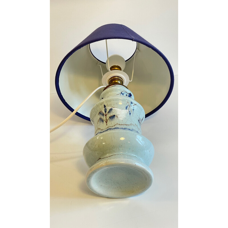 Lampe vintage en céramique bleue