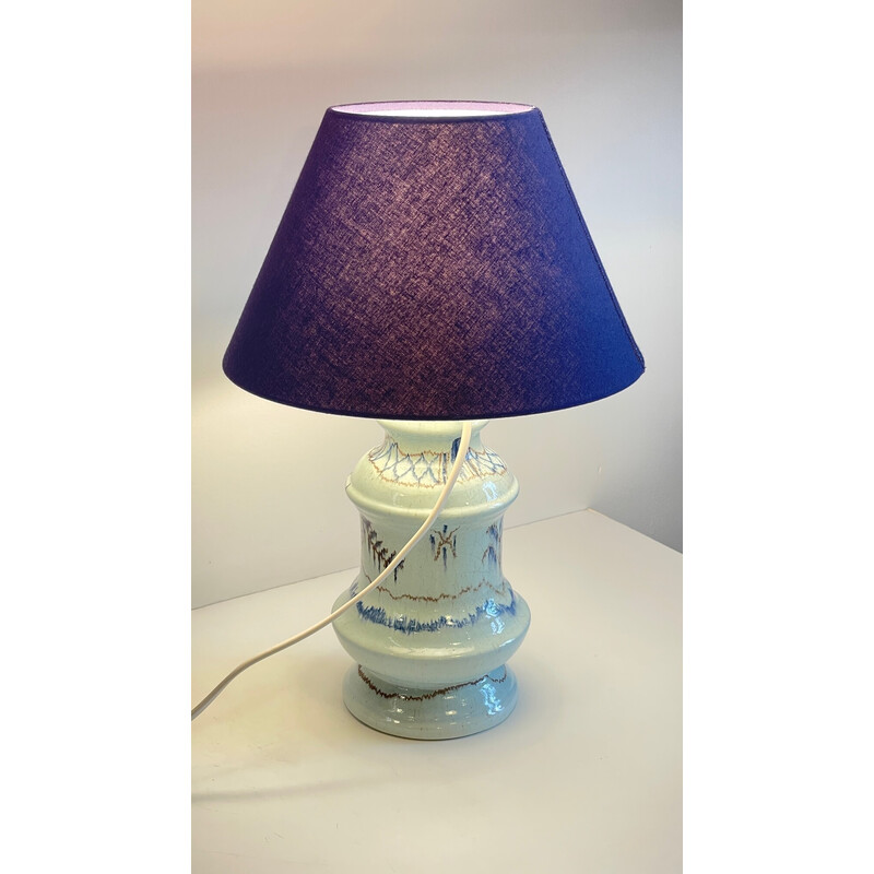 Lampe vintage en céramique bleue