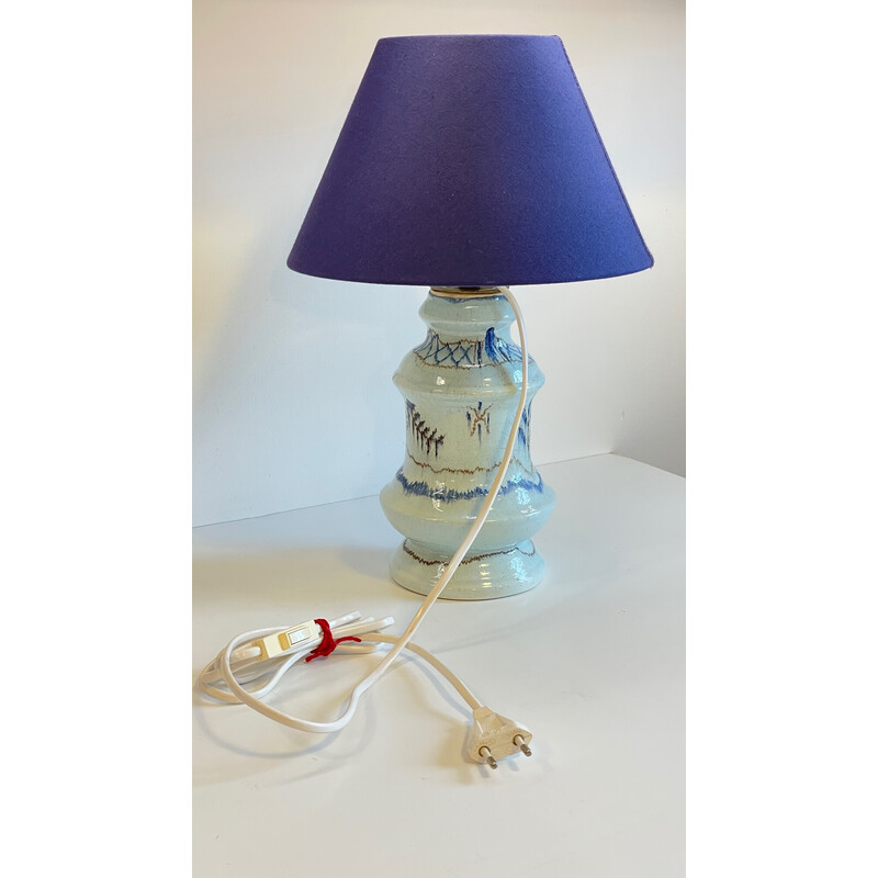 Vintage blauwe keramische lamp