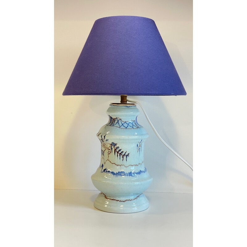 Vintage blauwe keramische lamp