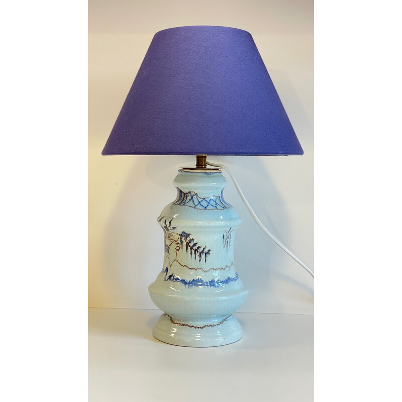 Vintage-Lampe aus blauer Keramik