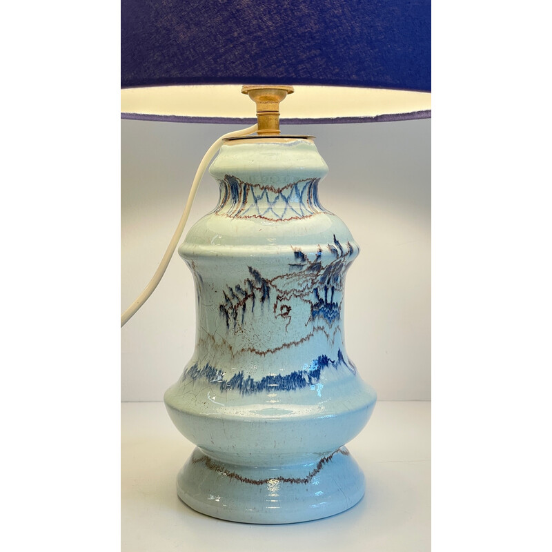 Lampe vintage en céramique bleue