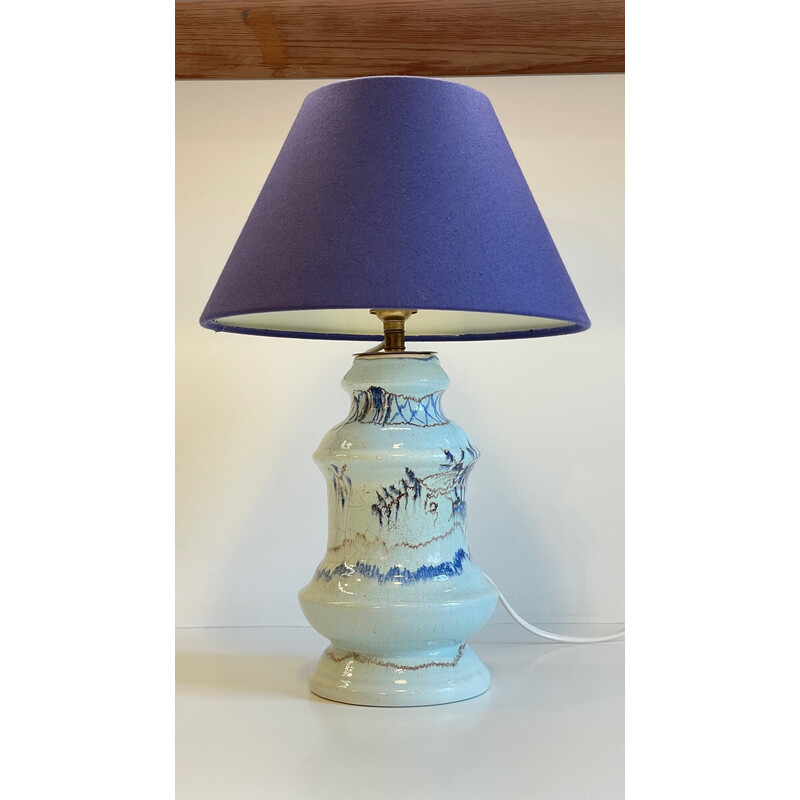 Vintage blauwe keramische lamp