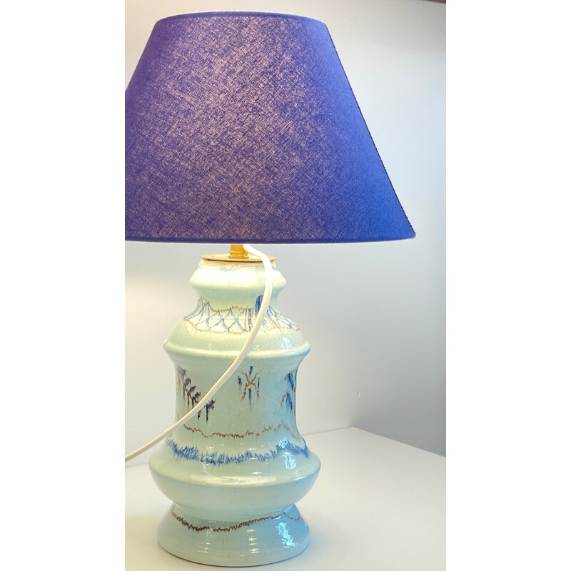 Lampe vintage en céramique bleue