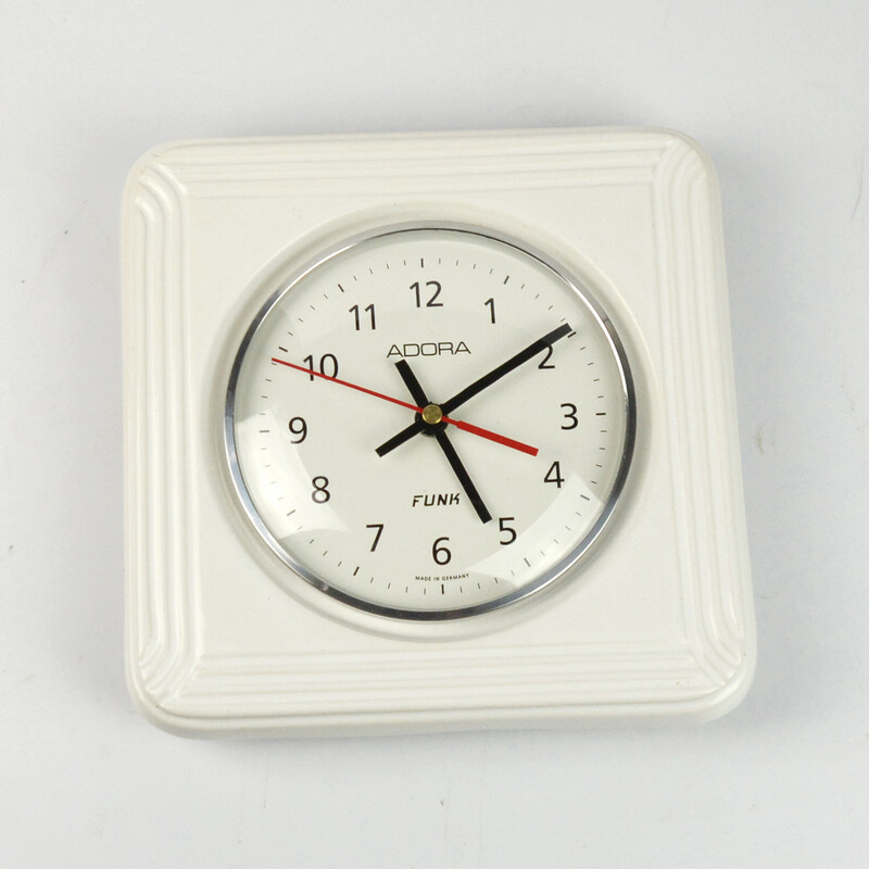 Vintage ceramic wall clock by Adora Funk, Germany 1980s