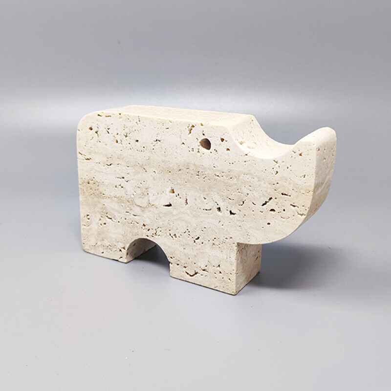 Vintage travertine rhinoceros sculpture by Enzo Mari for F.lli Mannelli, 1970s