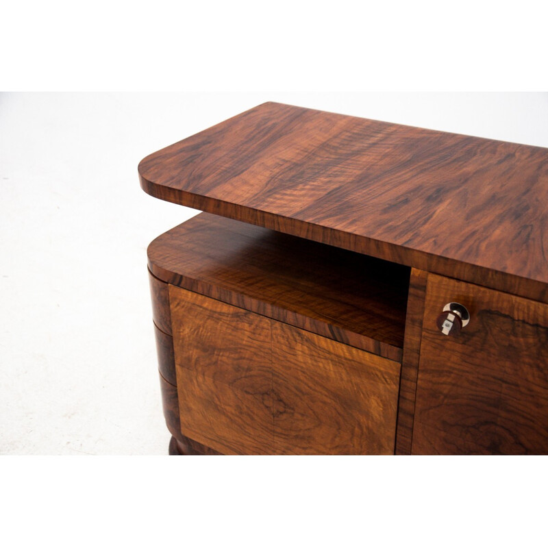 Vintage Art Deco walnut chest of drawers, Poland 1950s