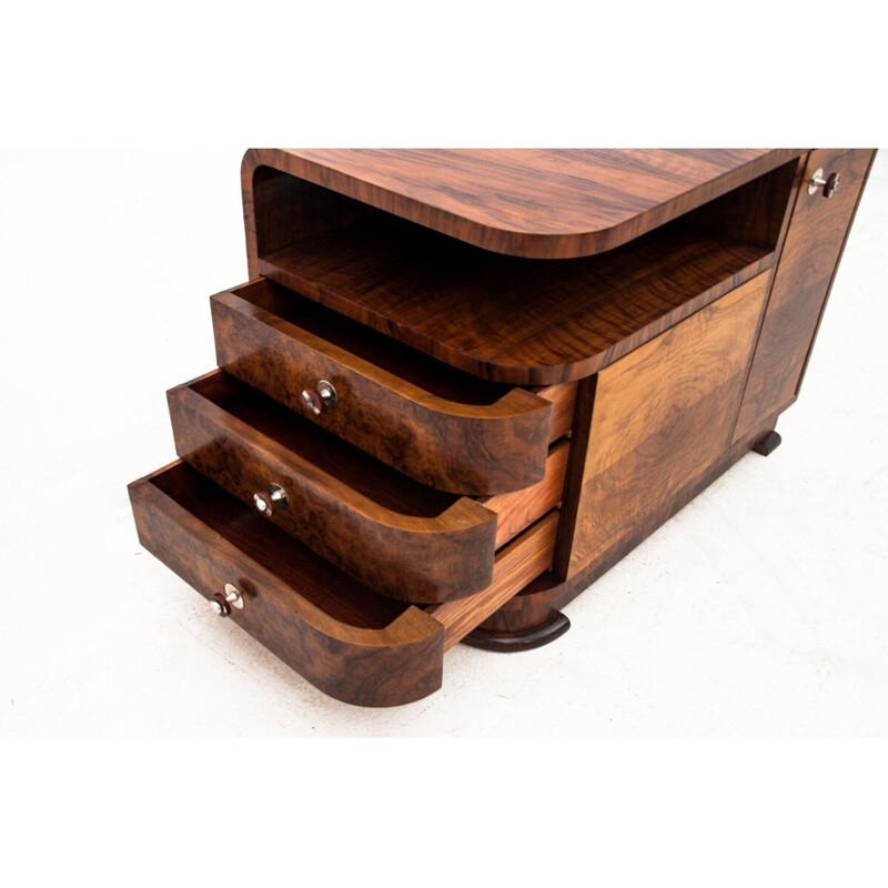 Vintage Art Deco walnut chest of drawers, Poland 1950s