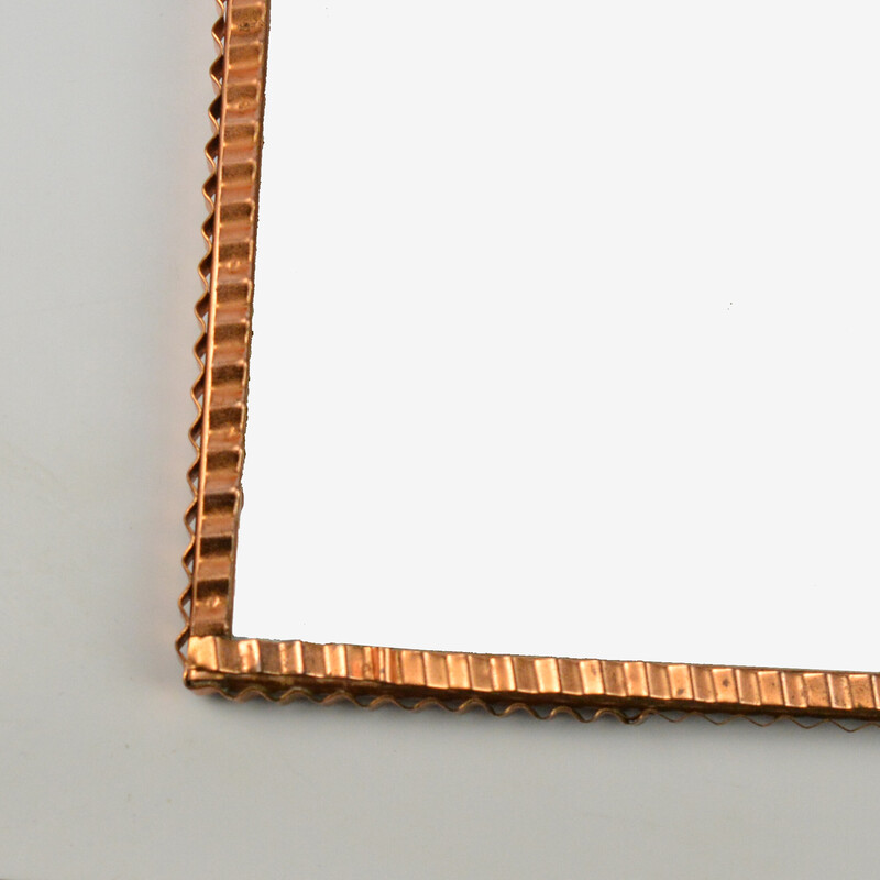 Mid-century mirror in a copper frame by Spółdzielnia Rzemieślnicza Częstochowa, Poland 1970s