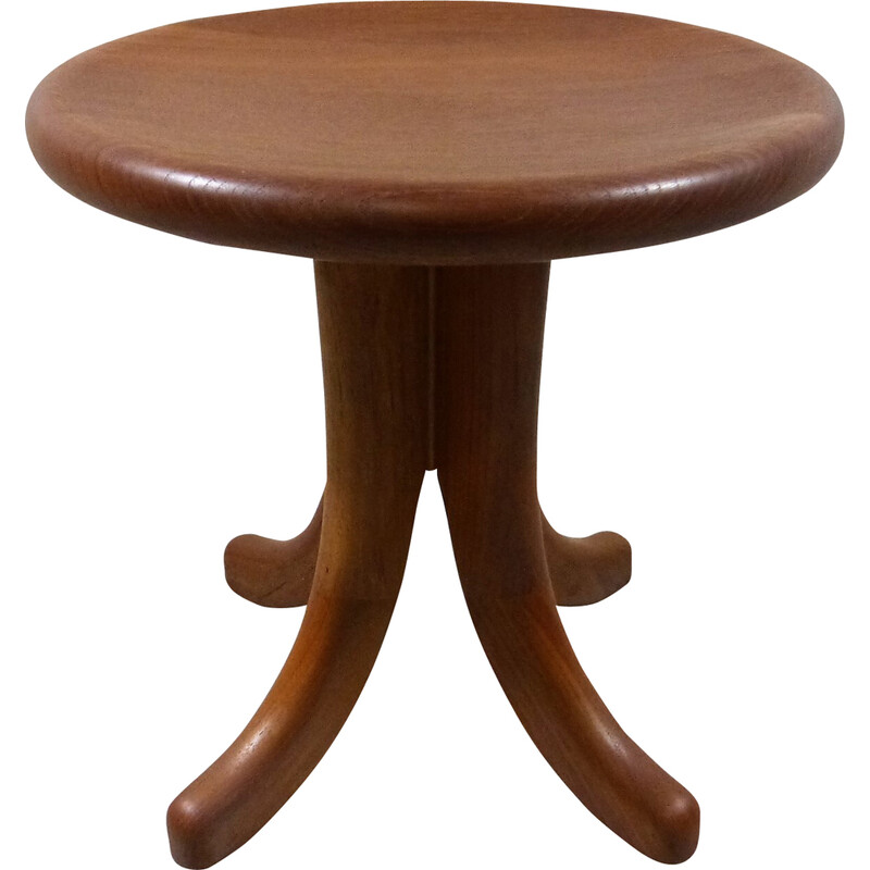 Vintage solid teak stool, Denmark 1970s-1980s