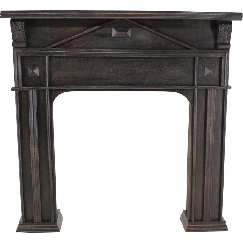 Vintage oakwood fireplace mantel