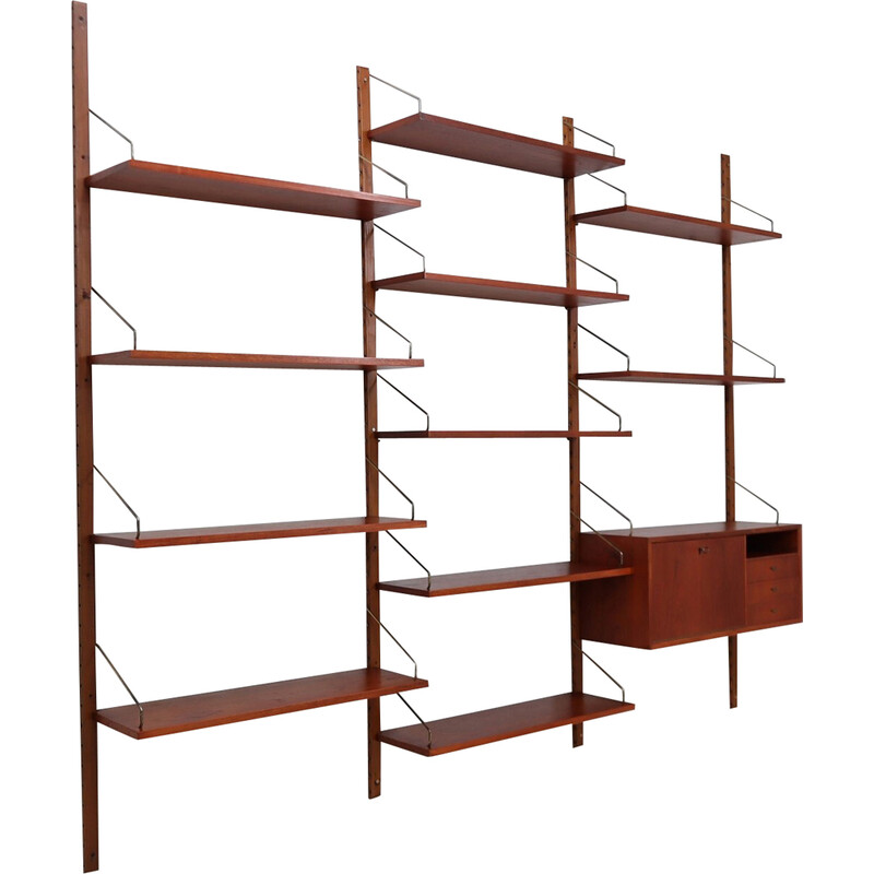 Vintage teak wall unit by Poul Cadovius, Denmark 1960s