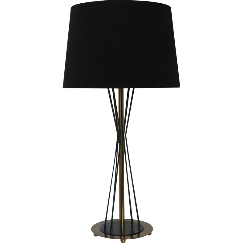 Mid century black and brass Diablo table lamp, 1950s