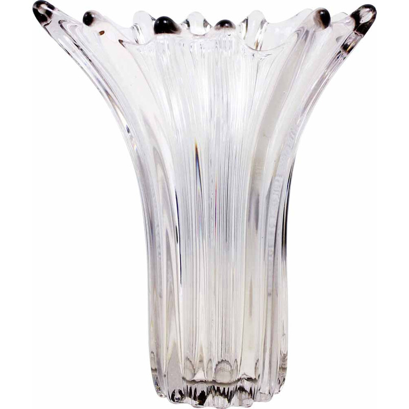 Vase vintage floriforme en cristal, 1970
