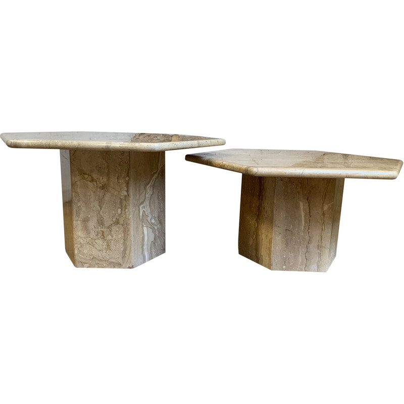 Vintage travertine nesting tables