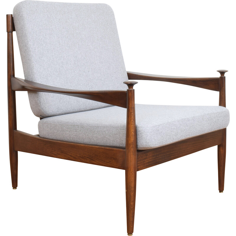 Mid-century Danish armchair in grey fabric, 1960s