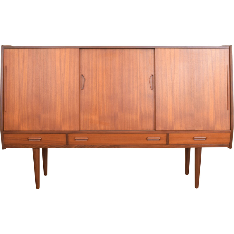 Dänisches Teakholz-Highboard aus der Mitte des Jahrhunderts, 1960er Jahre