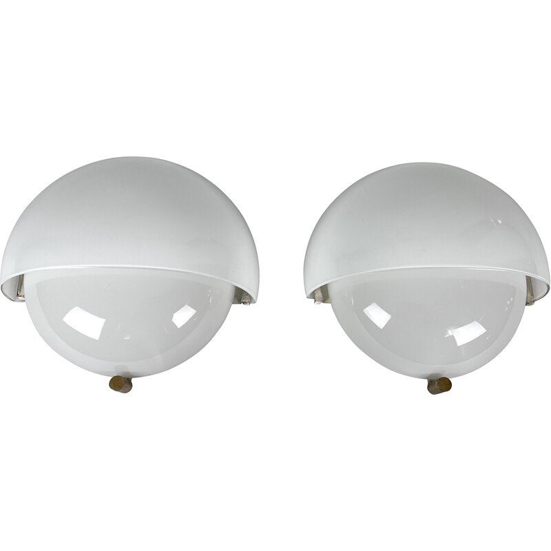 Pair of vintage glass Mania wall lamps by Vico Magistretti for Artemide, 1960s